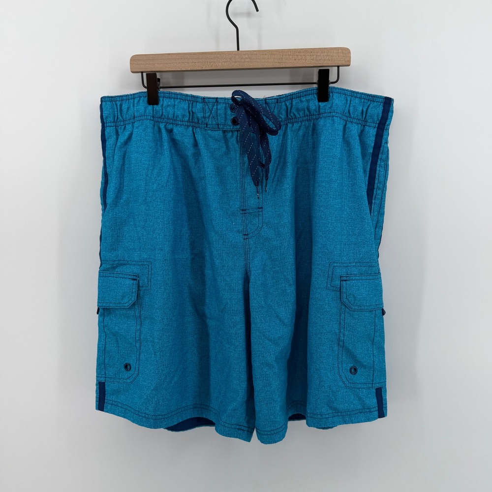 Op Swim Trunks Mens 2XL Blue‎ Hawaiian Ocean Cargo Pockets Mesh Lined